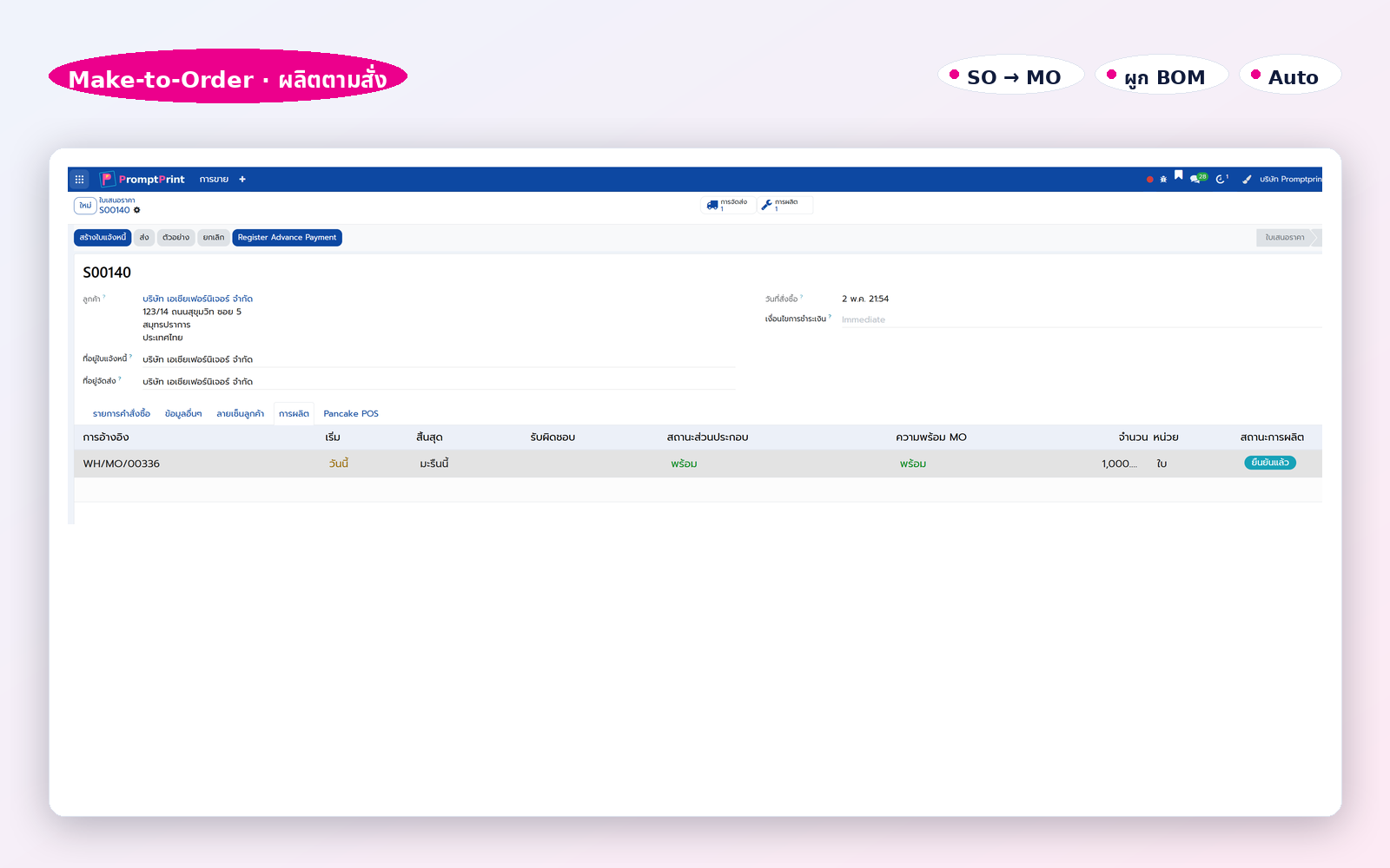 Make-to-Order · MO อัตโนมัติ